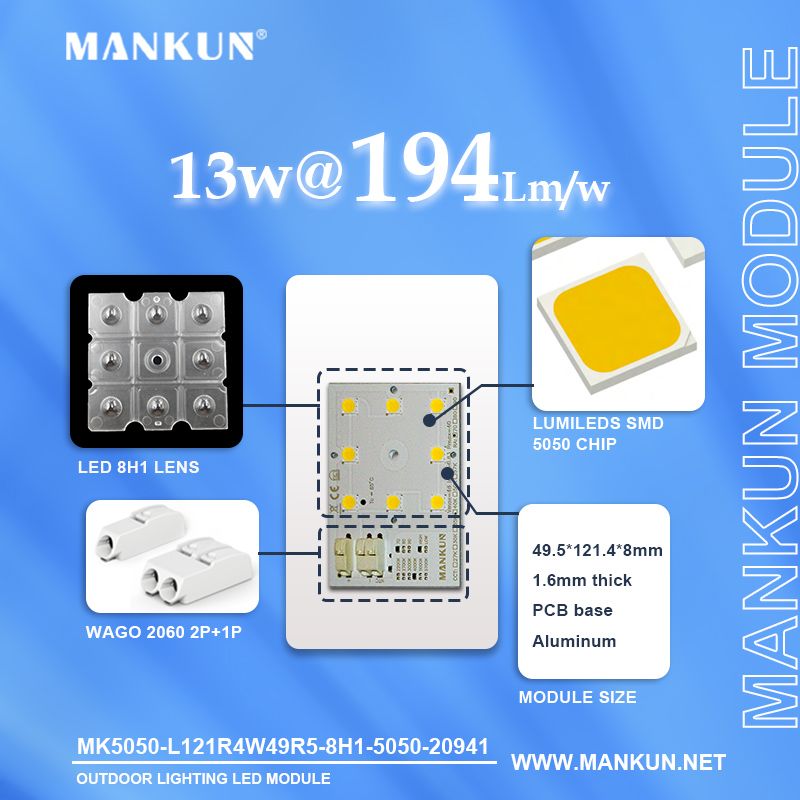 72.2x49.5mm PCB with 8x1 LumiLEDs 5050 LEDs module for  13W DC48V Street Lighting 20941